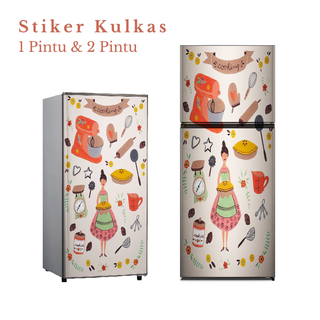 Stiker Kulkas 1 Pintu dan 2 Pintu Motif Kitchen Kode KN-1 - FX
