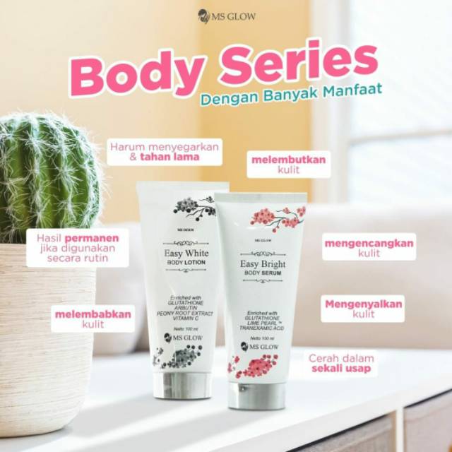 Body Lotion hand body dan Body Serum Easy White Body Series Ms Glow