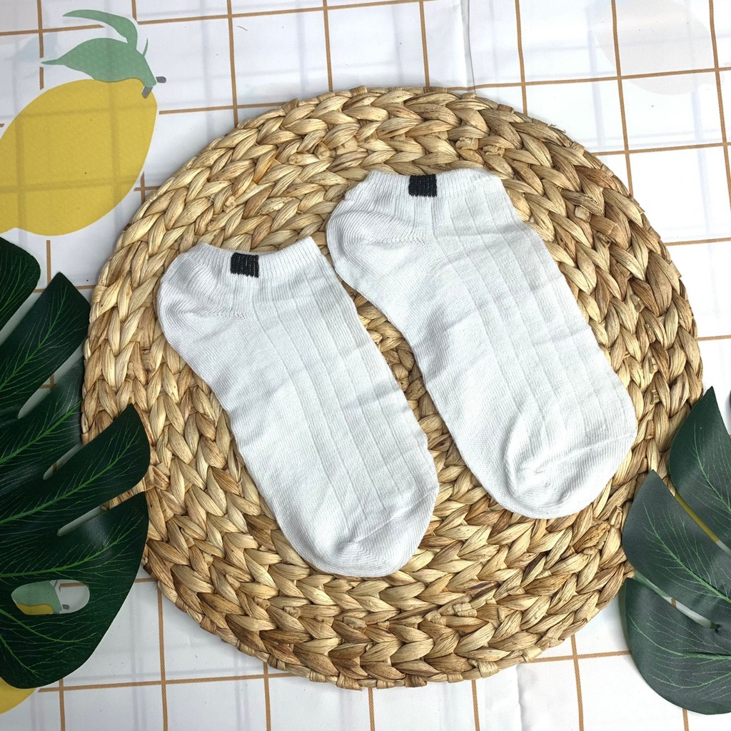 AS Kaos Kaki Polos 2 Warna Garis Pendek Semata Kaki Kaos Kaki Polos Fashion Ankle Cute Import-PUTIH