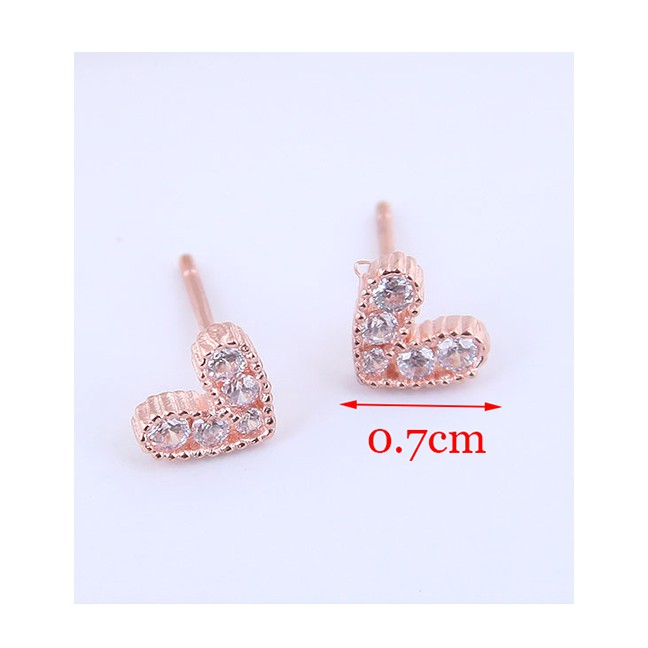 LRC Anting Tusuk Fashion Silver Copper Micro Inlaid Zircon Sparkling Heart Earrings A59023