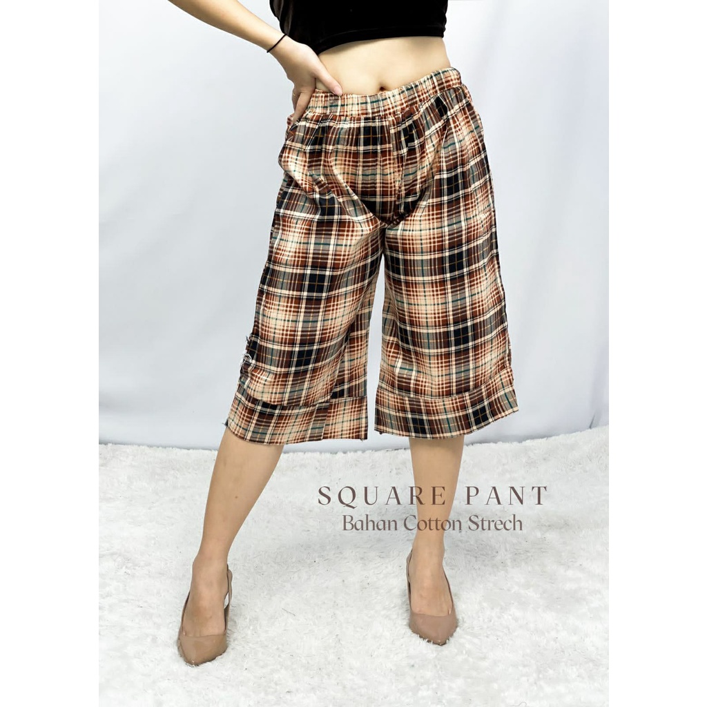 HOPYLOVY - Celana Bahan Wanita Stipe Pant Pinggang Karet Vita Original Adem