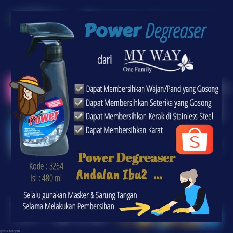 MY WAY Power Black Serbaguna Degreaser Pembersih Kerak Panci Wajan dan Kamar Mandi 480ML