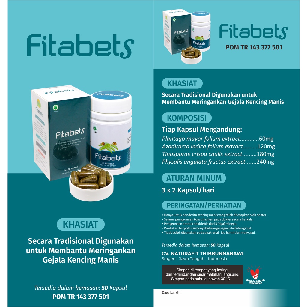 

Fitabets Naturafit Menyembuhkan kencing manis/Obat herbal asli/obat herbal tanpa bahan kimia/obat herbal bpom/obat herbal original langsung pabrik