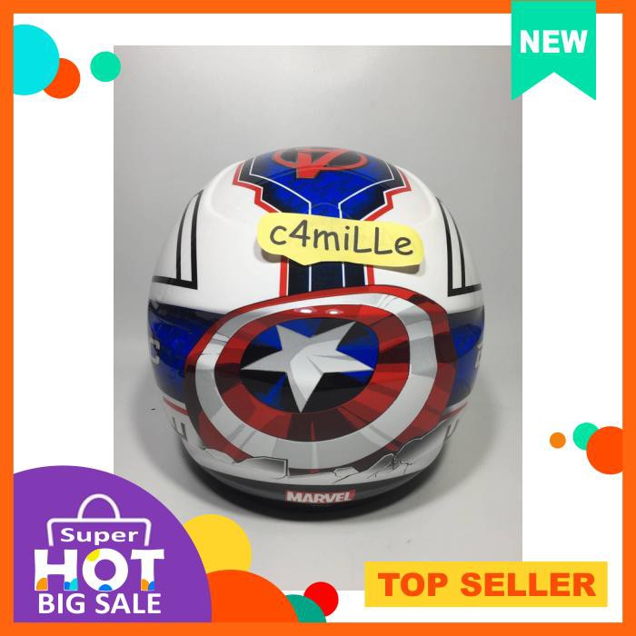 HELM BMC MILAN AVENGER CAPTAIN AMERICA #02 WHITE BLUE HALF FACE