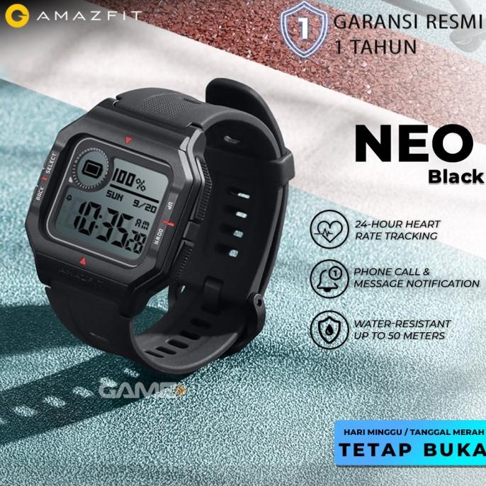 AMAZFIT NEO RETRO DESIGN SPORT SMARTWATCH BERGARANSI RESMI - BLACK