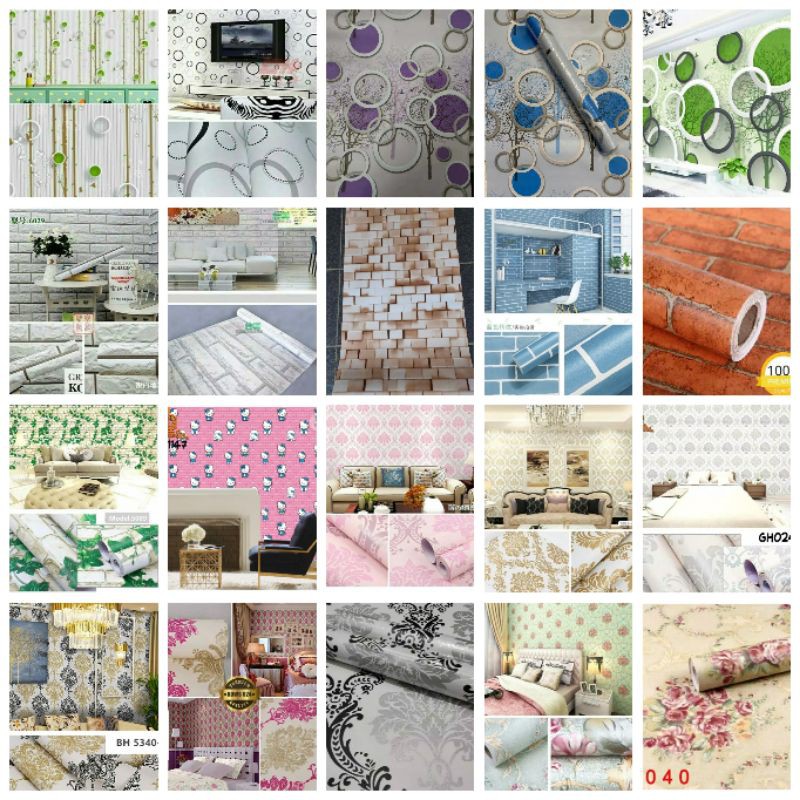 COD TERMURAH  WALLPAPER DINDING Polkadot/Batu-bata/Vintage/Batik/wallpaper Dinding Murah