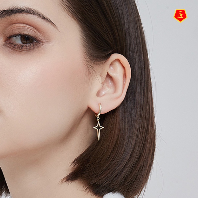 [Ready Stock]New Simple Silver Female Hip Hop Gold Earrings