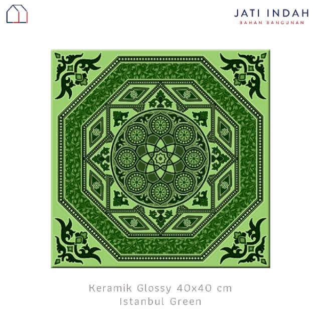 Keramik Lantai Glossy Motif 40x40 Picasso Istanbul Green