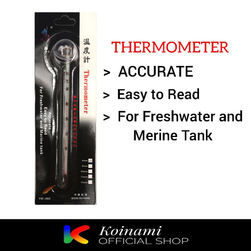 TERMOMETER STIK 6 mm / aquarium kolam aqua scape / THERMOMETER pengukur suhu air kolam termometer