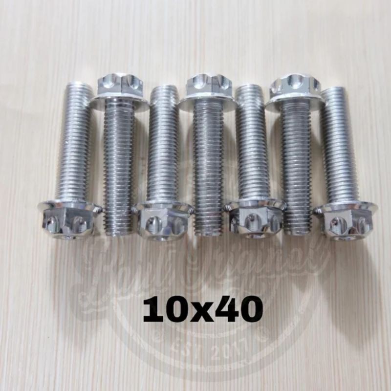 baut probolt 10x40 stainless new model drat 14 panjang 4cm silver gs1 gear 2 kunci belimbing heng