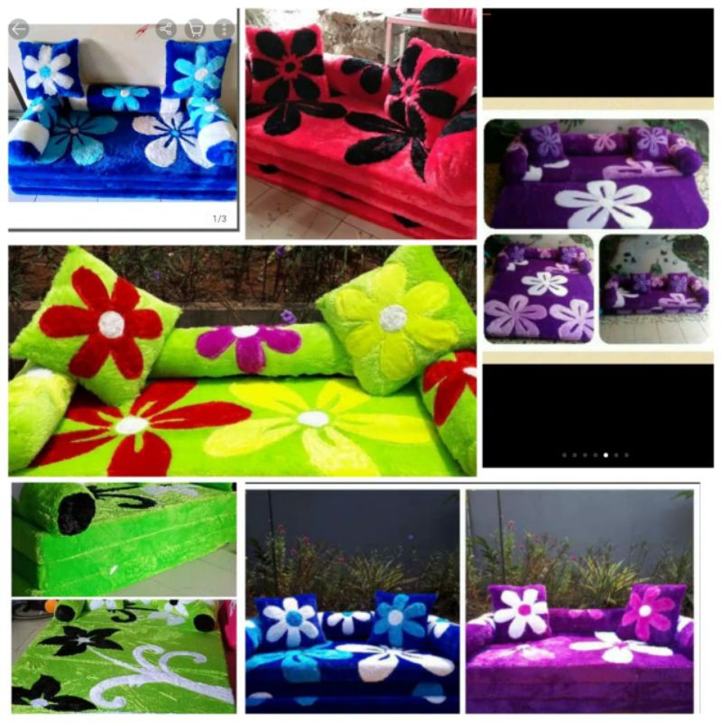 Sofa bed Lipat Lantai Bulu Rasfur /Kasur Lipat Karakter Bulus Rasfur Tebal Busa 10cm