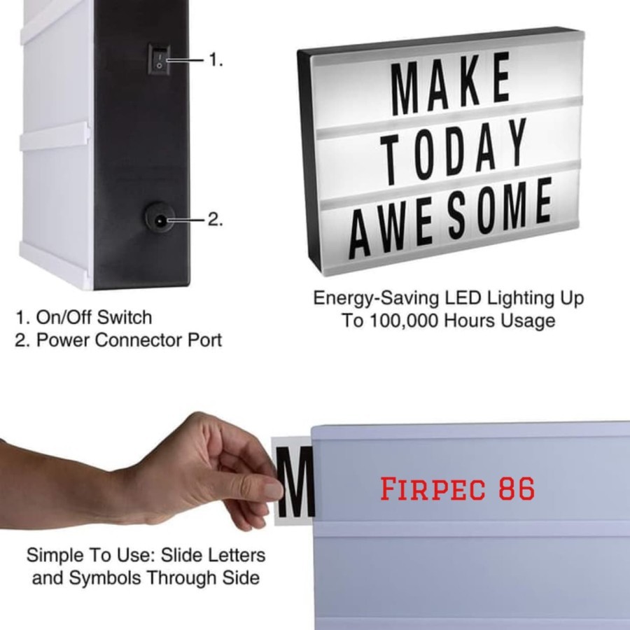 F86 Lampu Display Letter Light Box A5 Huruf / Cinematic Letter Box / DIY LED Cinema Box