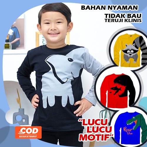 PAKAIAN BAJU KAOS ANAK LAKI LAKI LENGAN PANJANG USIA 2 3 4 5 6 7 8 9 10 12 TAHUN T SHIRT ANAK COWOK 