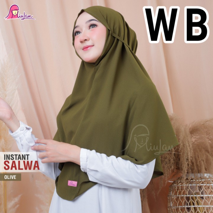 KODE W-MIULAN SALWA TALI JILBAB KERUDUNG DEWASA BERGO INSTAN SALWA / HIJHAB / JILBAB-WB-OLIVE
