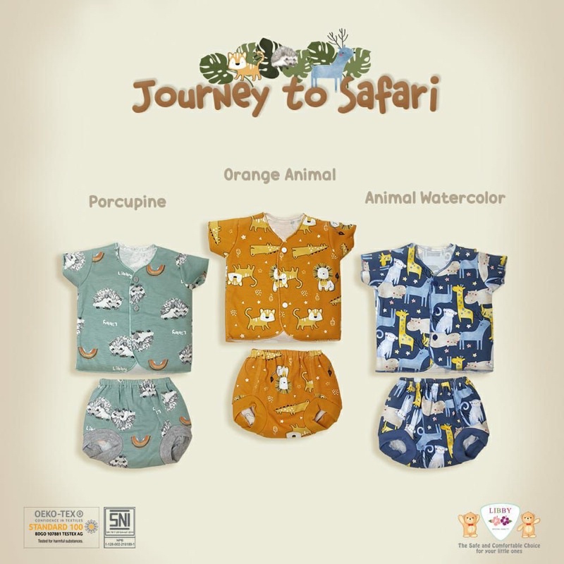 Libby Journey to Safari baju pendek celana pop 3-6M