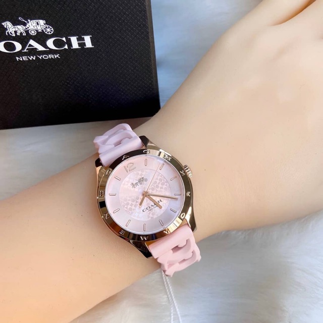 Jam Tangan COACH 14503418 Blush Pink Rubber New Original