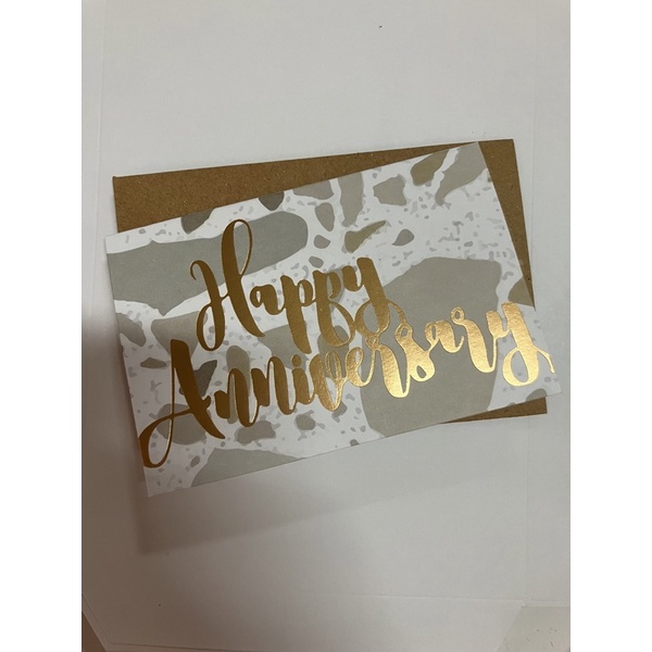 happy anniversary card / kartu ucapan anniversary ( abstract gold )