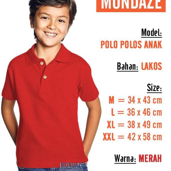 Hot Sell.. KAOS POLO ANAK KERAH POLOS | MONDAZE | POLO SHIRT ANAK LAKI PEREMPUAN | PENDEK - MERAH