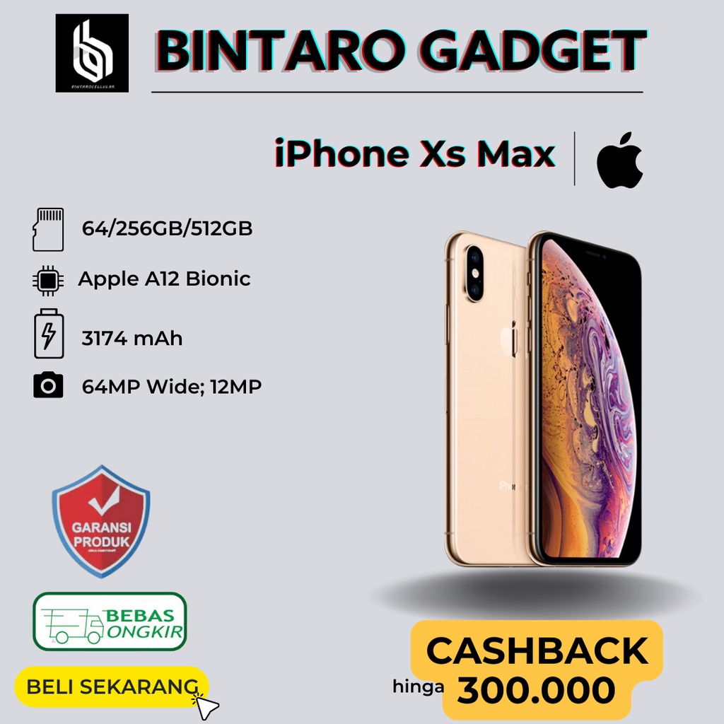 IPHONE XS MAX 256GB 64GB SECOND ORIGINAL RESMI INDO FULLSET