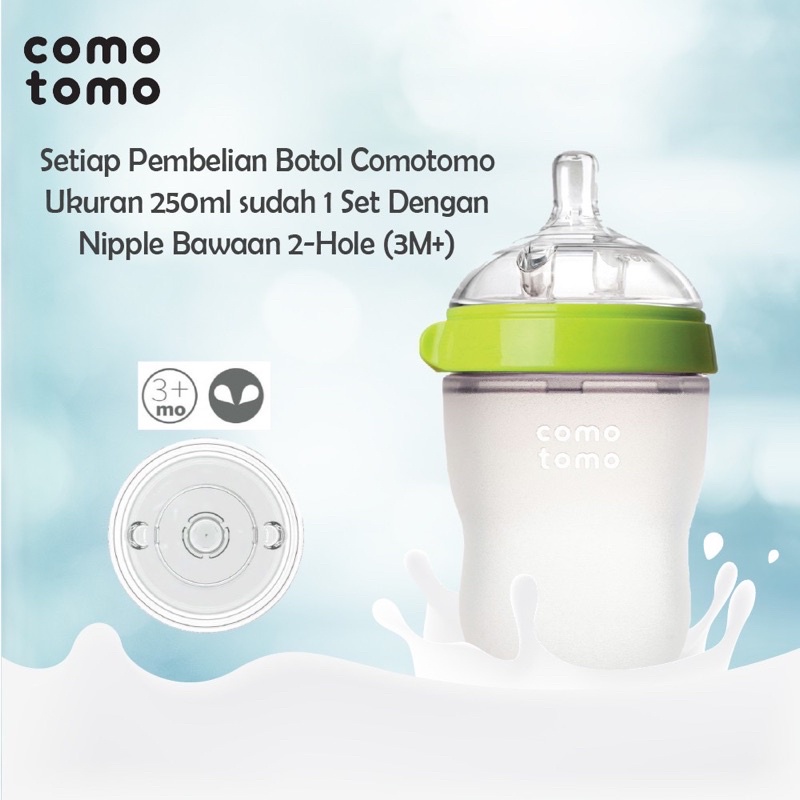 COMOTOMO GREEN 250ML TWIN PACK BOTTLE - botol susu bayi | botol comotomo | dot bayi