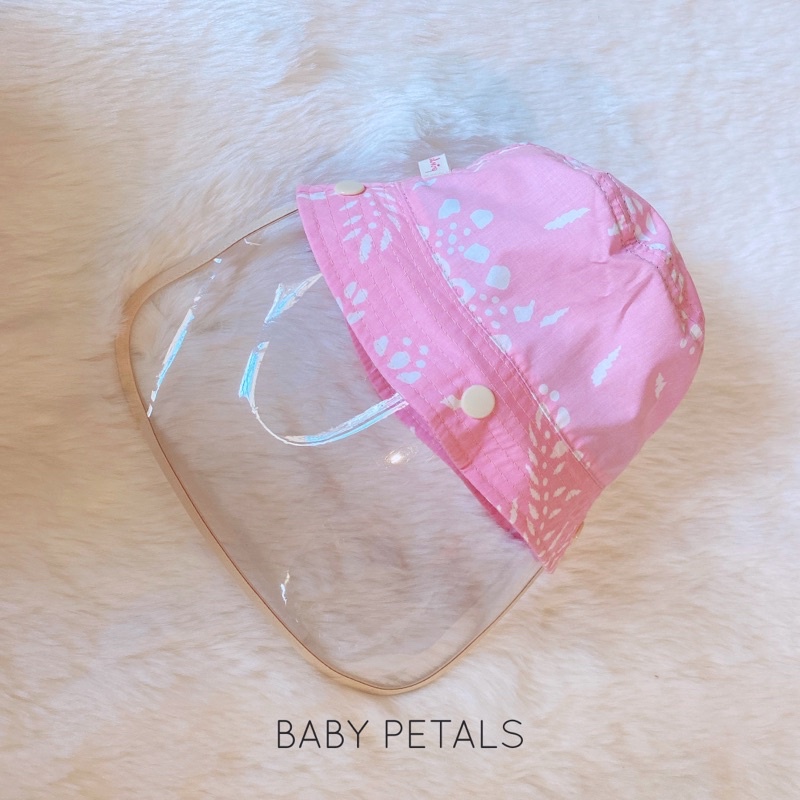 Pink Petals Little Bucket Hat with Faceshield - Detachable Topi Anak Kecil Lucu Face Shield Bayi