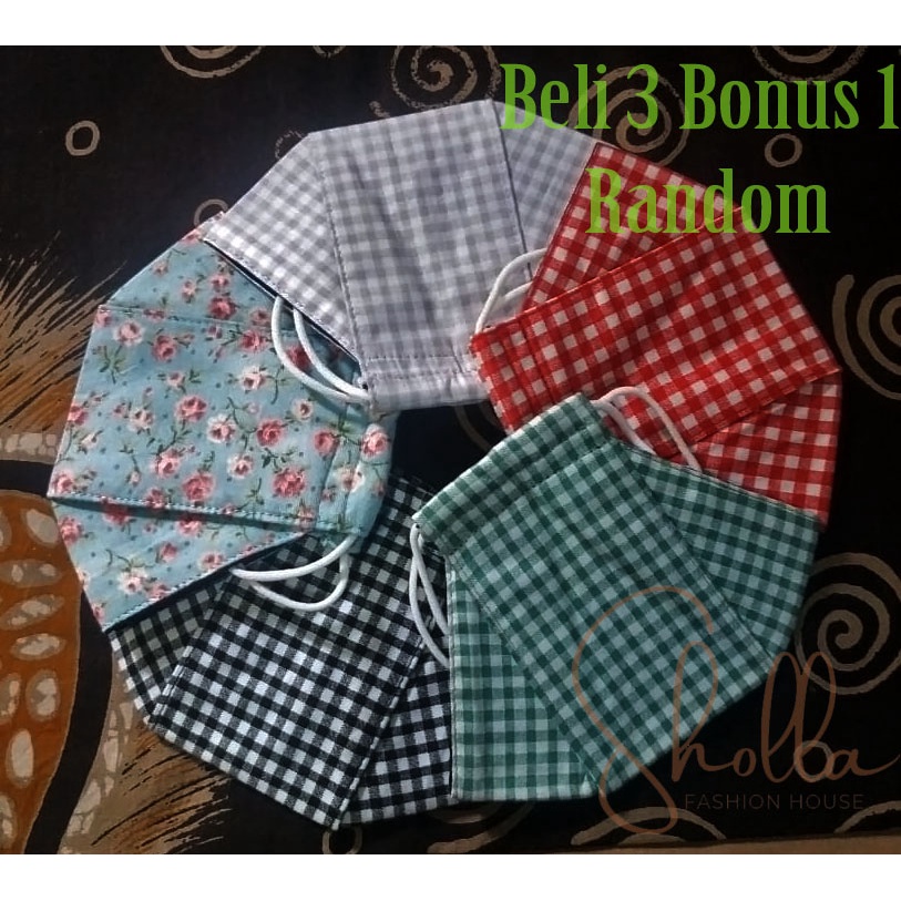 Masker 3D katun jepang 3 lapis dewasa/ masker kain 3D/ masker 3 lapis/ masker 3 ply/ masker kain 3 p