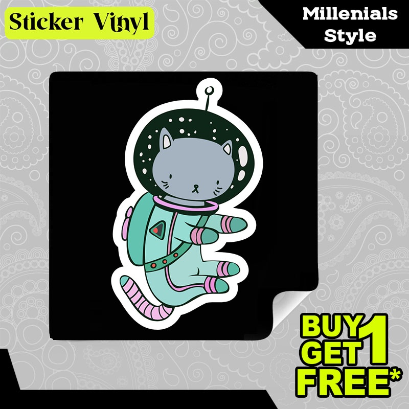 

Stiker Sticker Grey Cat in Space Karakter Kucing Desain Unik Lucu Kekinian Aesthetic Bahan Vinyl Satuan Anti Air