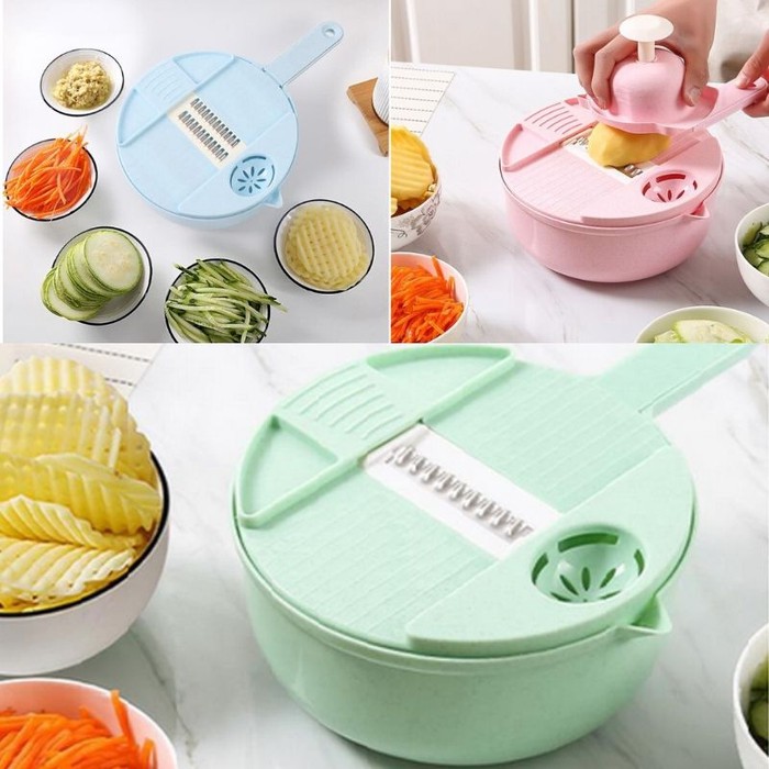 Alat Pemotong Pengiris Parutan 12 in 1 Set Bawang Kentang Buah Sayuran