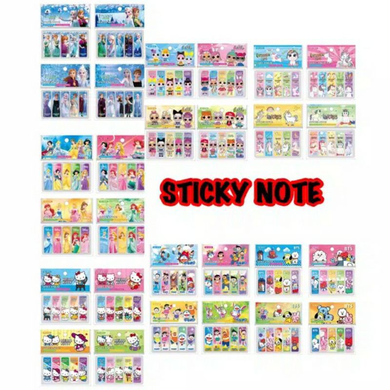 Sticky note plastik motif karakter Frozen Hello Kity / stick note bookmark pembatas