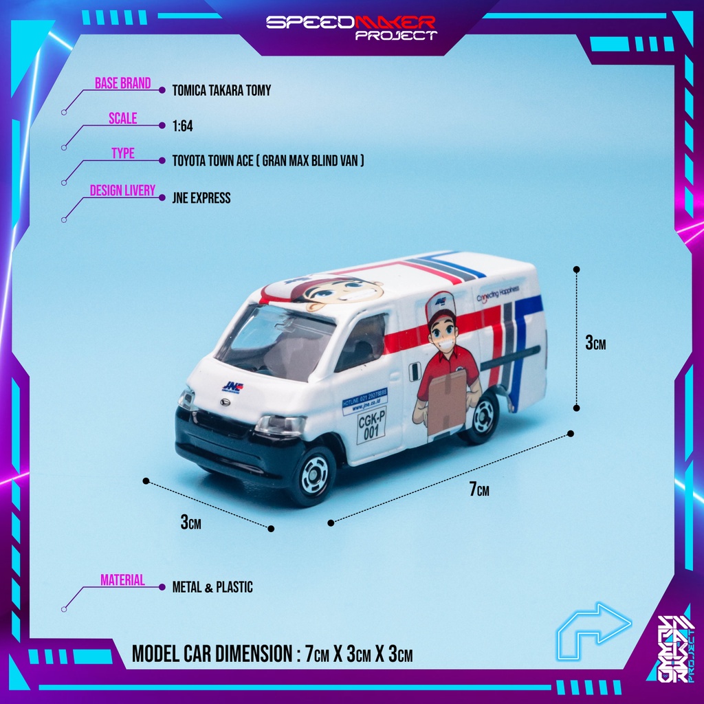 Tomica Custom Toyota Town Ace Gran Max Blind Van JNE Express Diecast Miniatur Replika Mobil Box 1:64