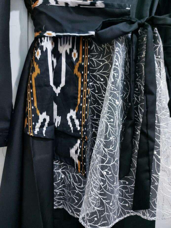 Gamis Batik Mix Brukat Lengan Panjang Model Andin Viral