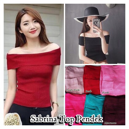  Baju  Rajut  Sabrina  Lengan Pendek BAJUKU