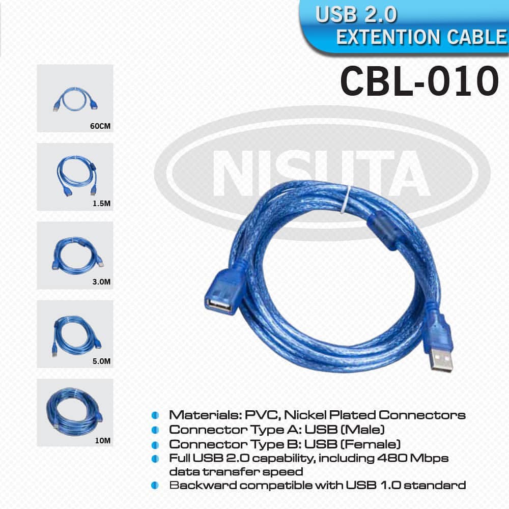 Nisuta CBL-010_USB 2.0 AM/AF 1.5M