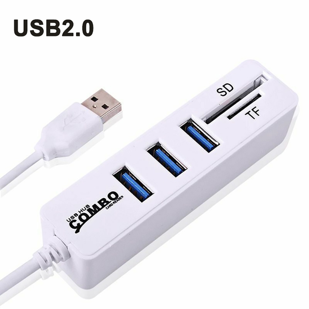 Hub Adapter Splitter 3 Port USB 2.0 SD / TF Card Reader Combo Untuk Komputer Laptop