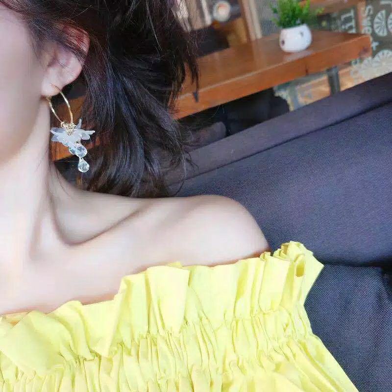 ANT-05 sepasang anting bunga gaya korea style wanita pesta