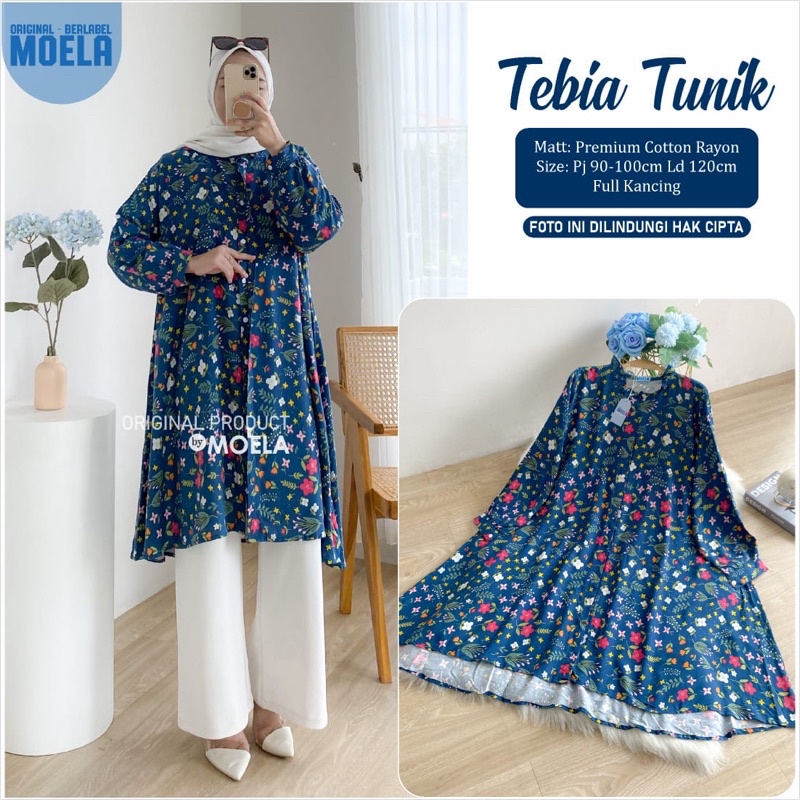 Atasan Tunik Wanita Motif Bunga Tebia Tunik Original by Moela