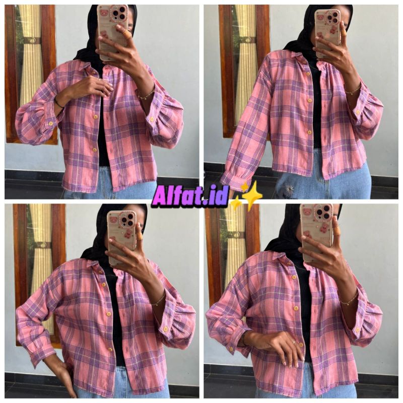 crop top tartan / crop top flanel / kemeja crop wanita-Motif 28