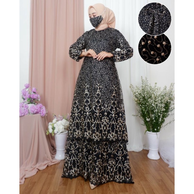 Gamis tingkat kartika/kebaya pesta/gamis wisuda/kebaya brokat/fashion muslim