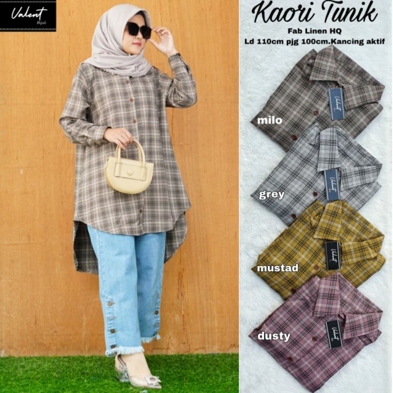 KAORI TUNIK // LONG KEMEJA KOTAK // VALENT