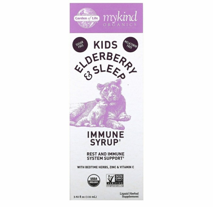 Mykind Organics Kids Elderberry & Sleep Immune Syrup bedtime melatonin