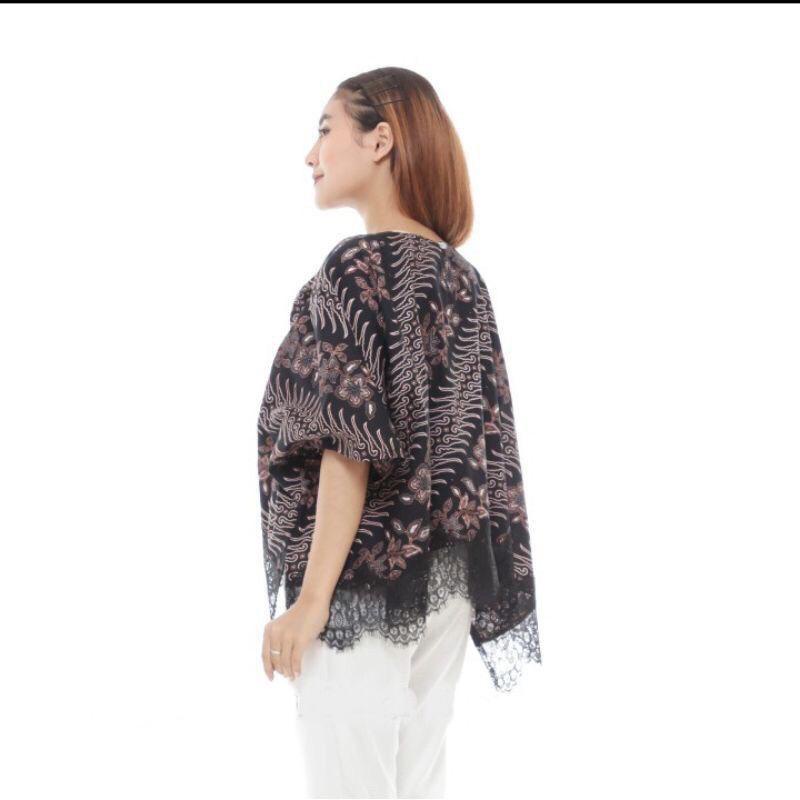 Couple Blus Kalyana Black Series Batik Parang Renda Batwing Jumbo Wanita Super Big Size Waka