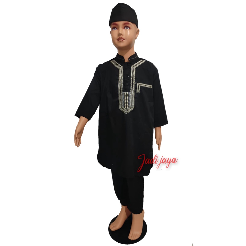 Setelan Koko Kurta Bordir Koko Anak Lengan Panjang Size 1-12 Tahun