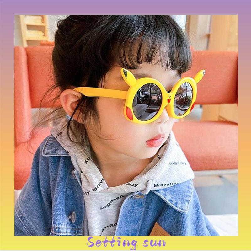 Kacamata Kartun Pikachu Kacamata Perlindungan UV Polarized Sunshade Anak-anak TN