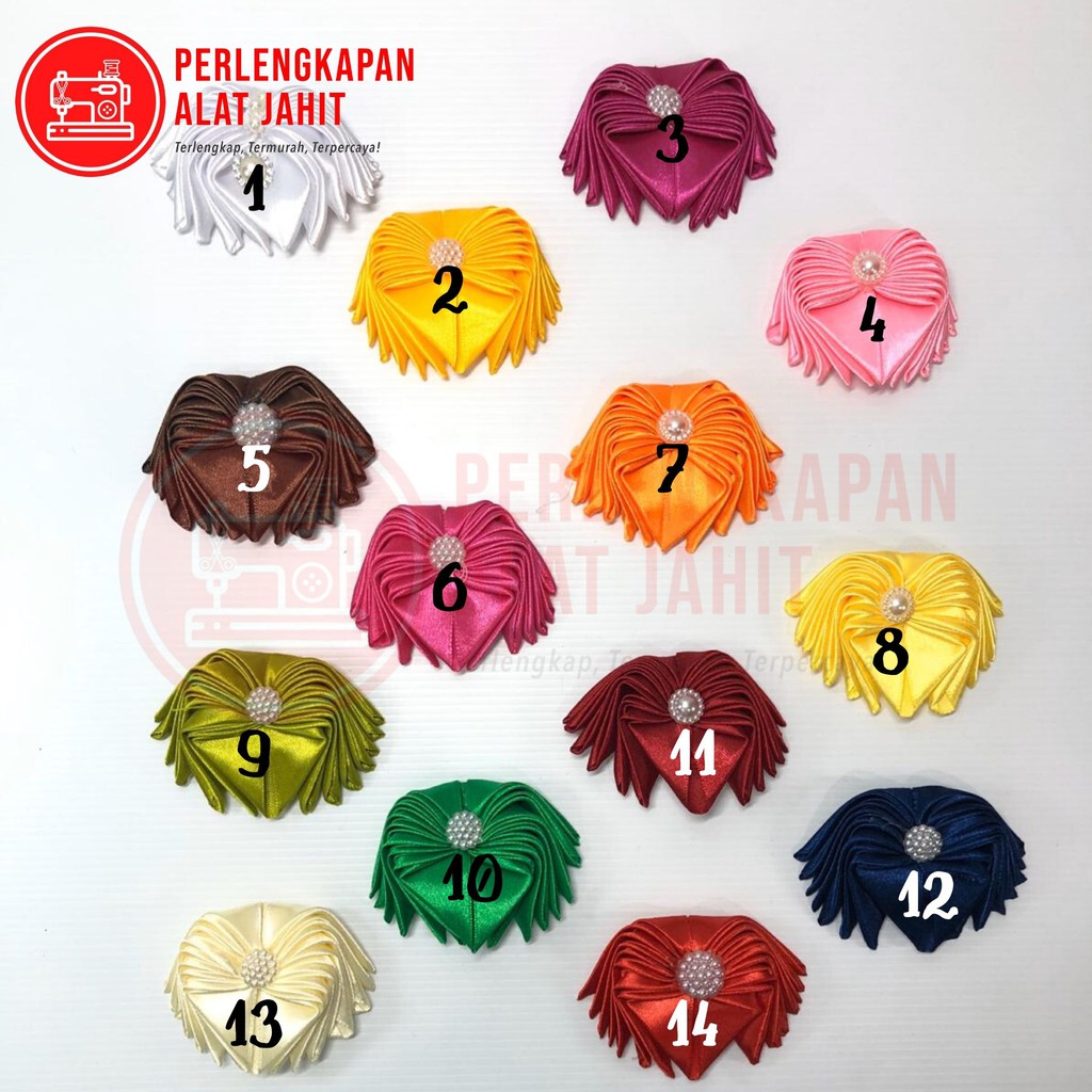 Bunga Satin Segi LOVE, Aplikasi bunga, Aplikasi Baju, Aplikasi DIY, Aplikasi tempel, Bunga tempel