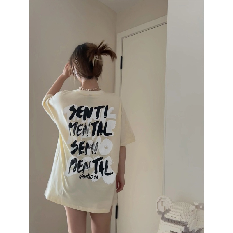 Kaos Atasan Wanita Krem / Baju Kaos Wanita Lengan Pendek Premium / T-shirt Original Oversize Korean