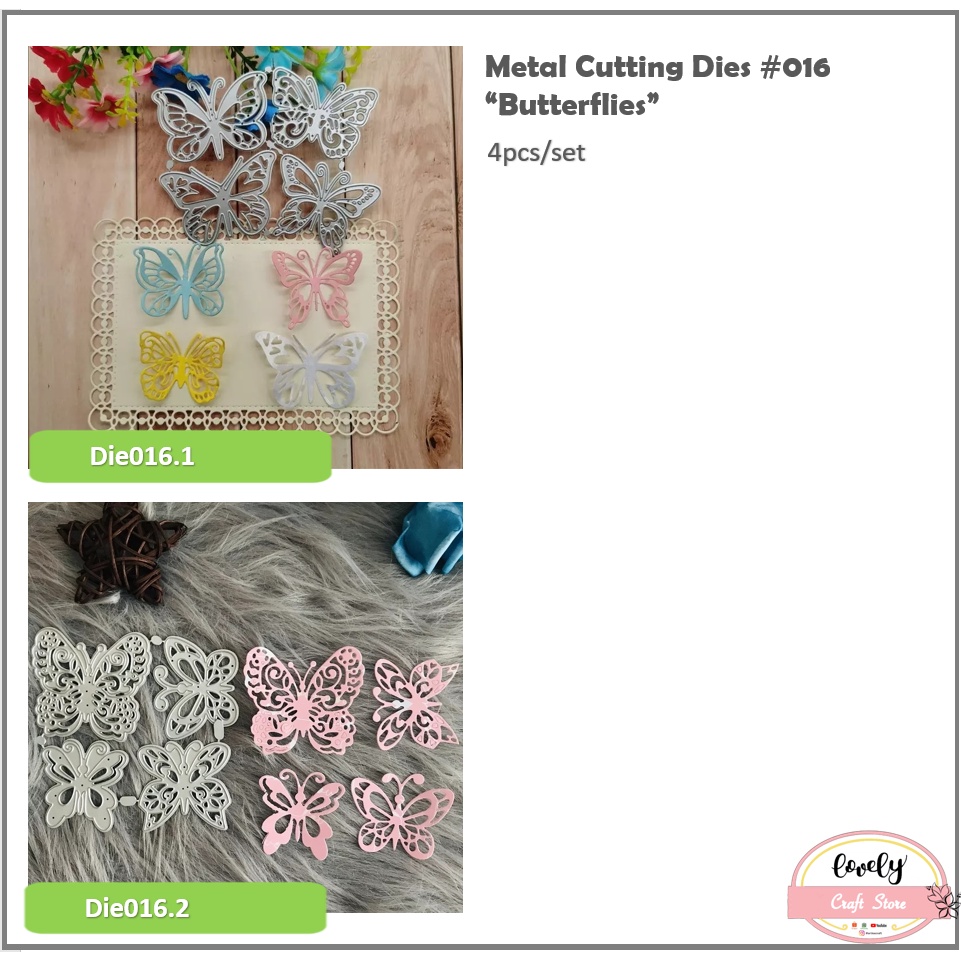 

Metal Cutting Dies #016 ~ Cetak Stensil Metal seri Butterfly Kupu-kupu 4pcs/set untuk mahar, scrapbooking, journal, diy, bujo, cards