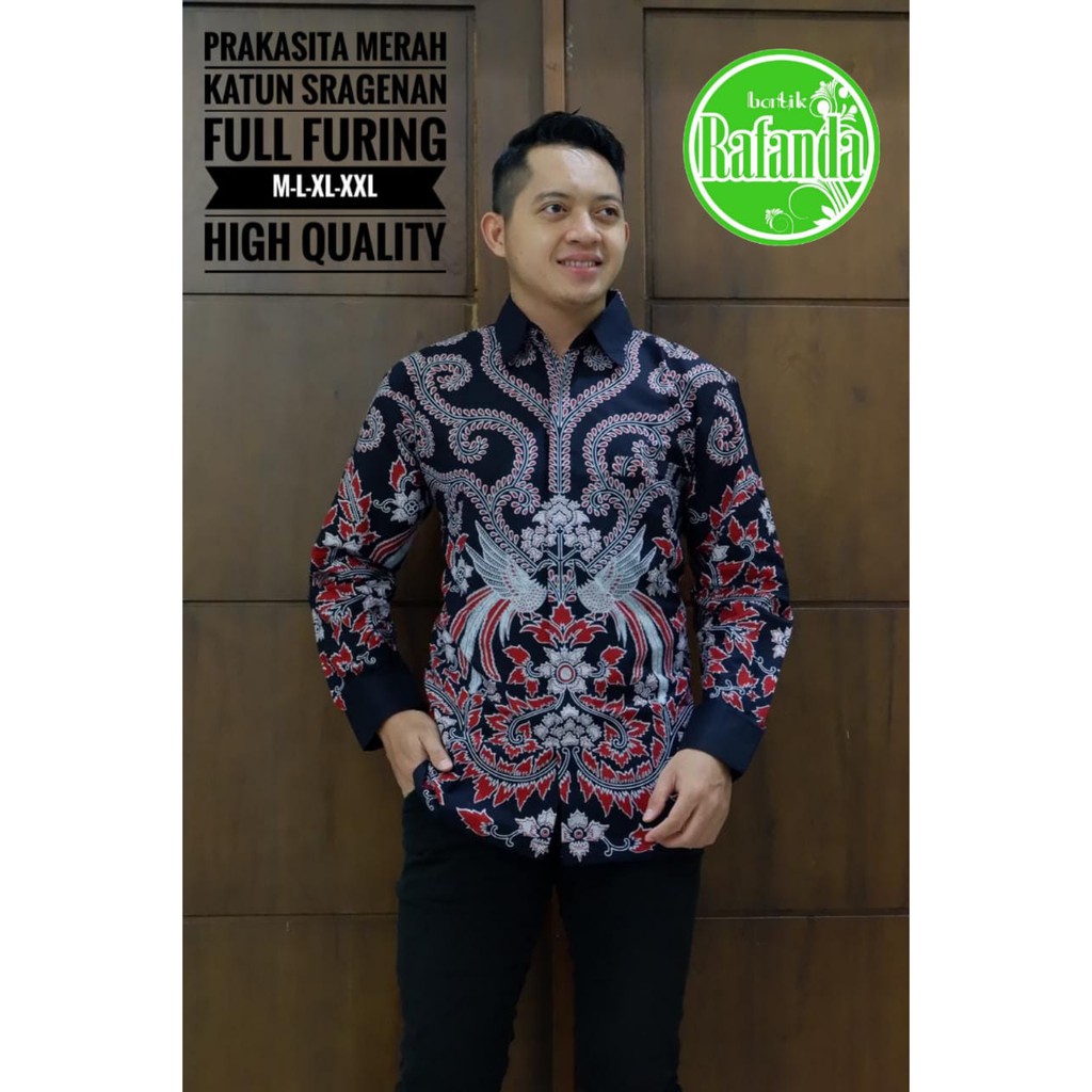 PRAKASITA RAFANDA BAJU KEMEJA BATIK PRIA SOLO LENGAN PANJANG PENDEK LAPIS FURING ATASAN BATIK PREMIUM MODERN KATUN HALUS UWER MERAH GURDO  ERLANGGA SEKTI 2 KARISMA WARNA PARANG MERAK KLABANG WERNO GUNUNGAN CATUR PRAKASITA MERAH KLANGENAN MERAH PEKSI DEWO