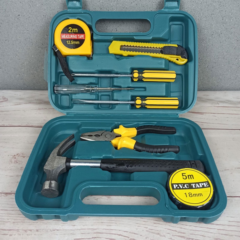 BISA COD Alat Set Perkakas Palu Tang Obeng Kunci Pas Cutter 15 IN 1 - ToolBox Set Alat Tukang Perkakas Repairing Toolkit Toolset