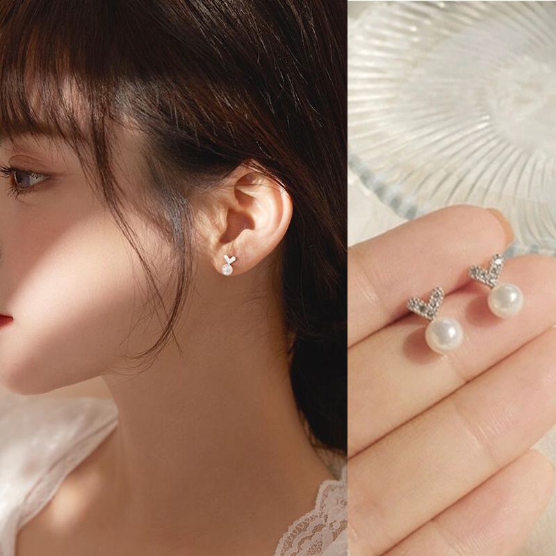 Roselife 1 Pasang Anting Tusuk Sterling Silver 925 Model Hati / Bulan / Bintang / Smiley Gaya Korea Untuk Wanita