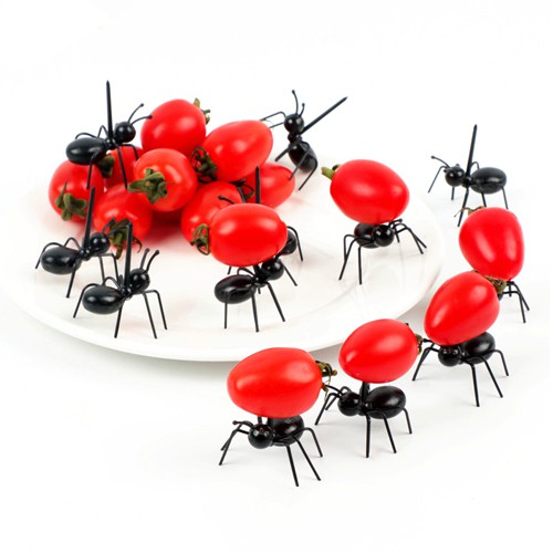 Cute Animal Farm Ant Fruit Fork Mini Snack Cake Dessert Food Pick Toothpick Party Decor 12 pcs